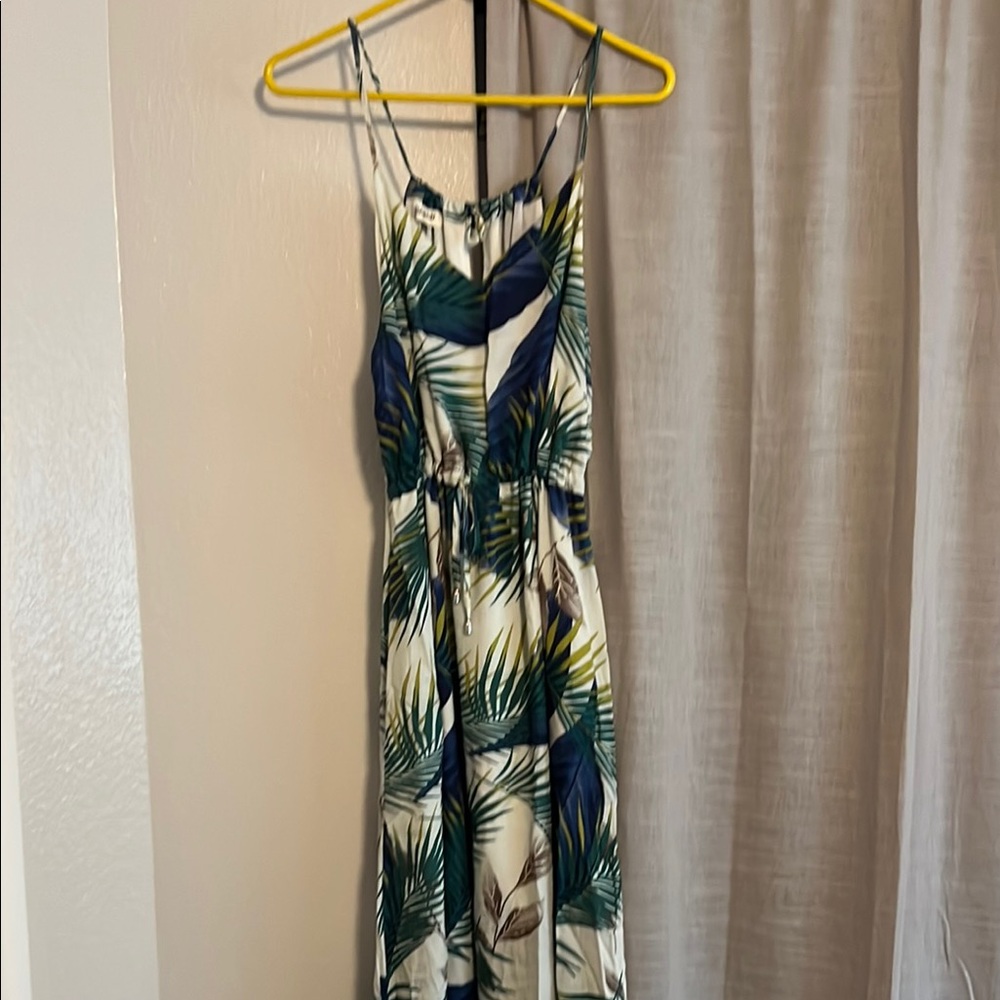 Green and White Spaghetti Strap Sundress Maxi